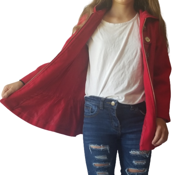 IZ Amy Byer Girls Dress Peacoat Jacket Red Sz 6X - Picture 2 of 9